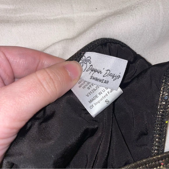 NWT Dippin’ Daisy’s Gold and Black Glittery Bikini Bottom - Picture 6 of 6